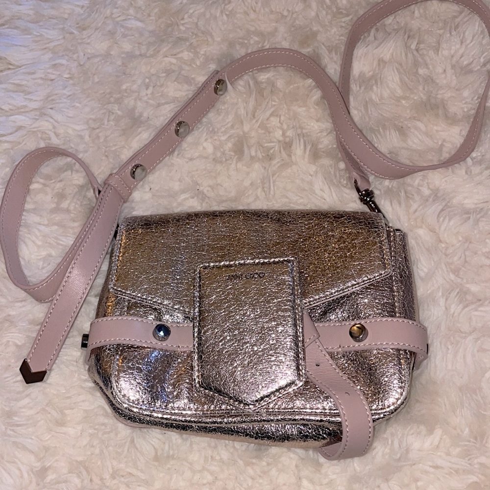 Jimmy Choo Leaycrossbody bag in rose gold